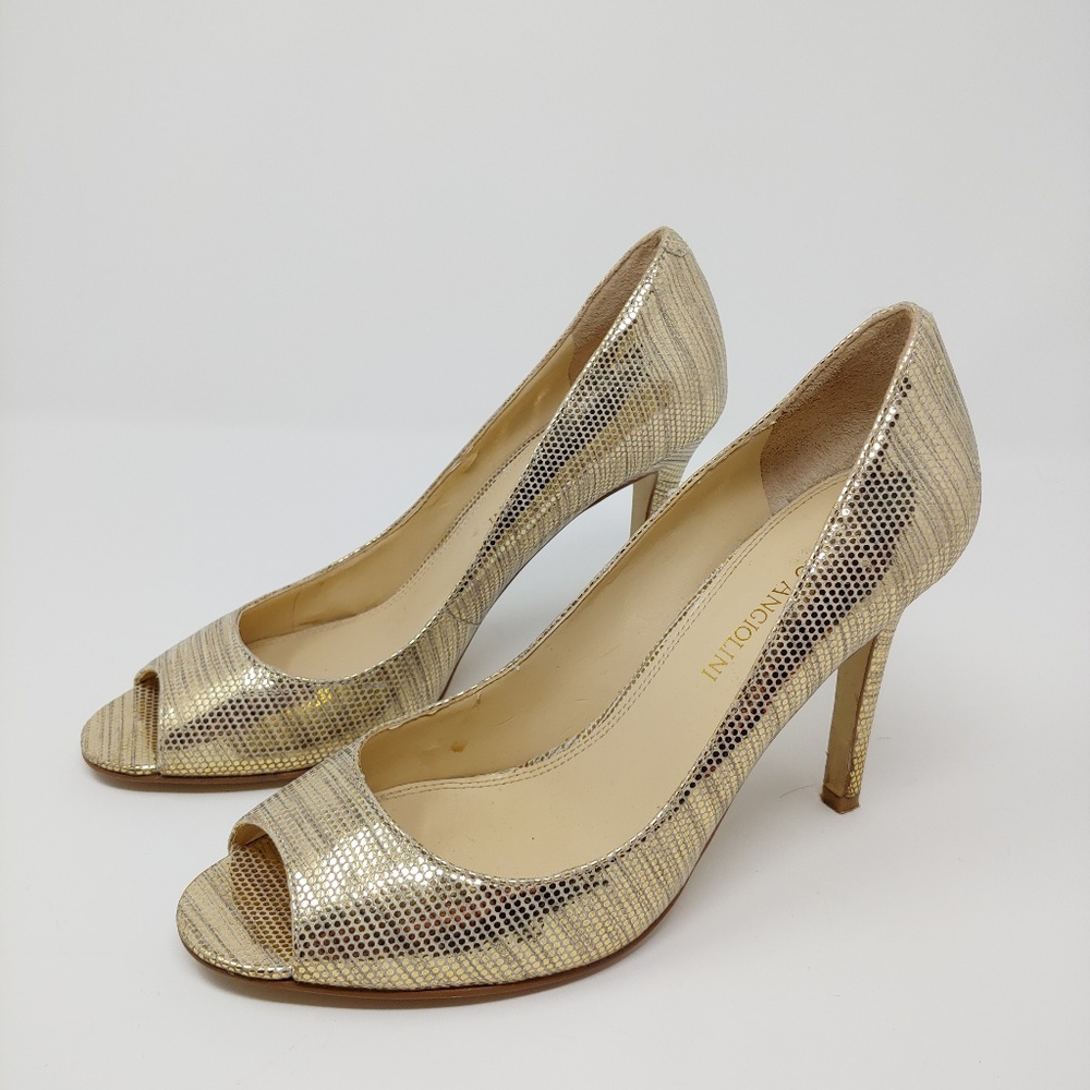 Enzo Angiolini Merry Ann Peep Toe Metallic Heels